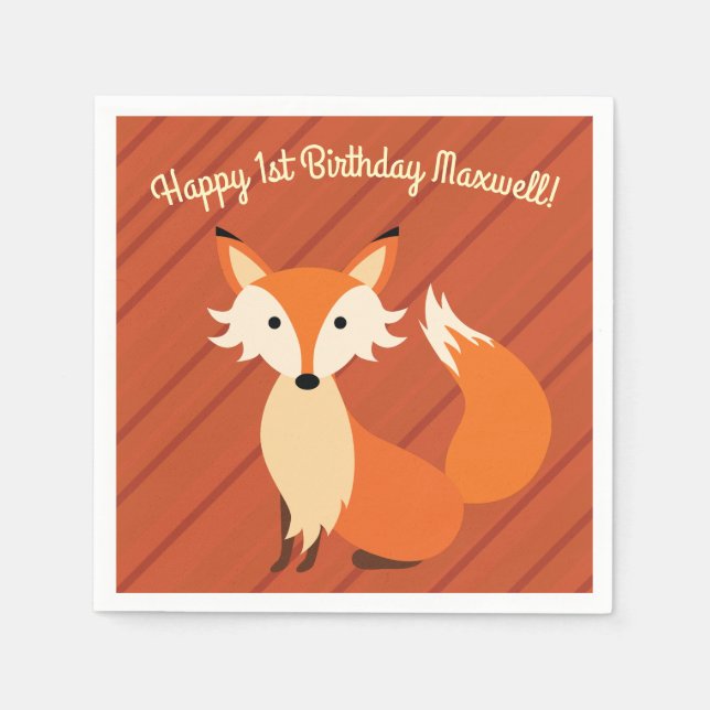 Fox Birthday Party Napkin (Front)