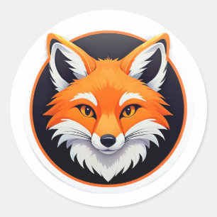 Fox Bold Woodland Animal Nature Energy Emblem 🦊 Classic Round Sticker