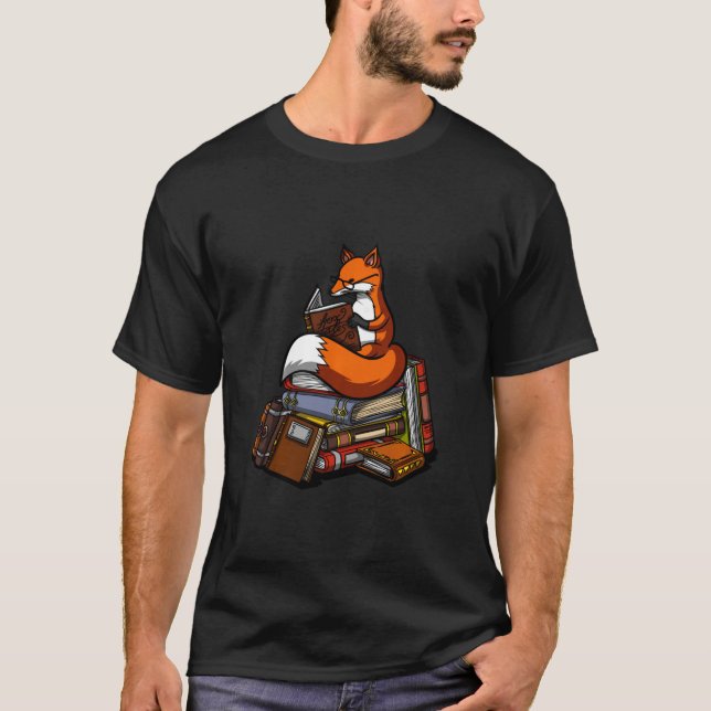 Fox Book Reading Nerd Geek Funny Librarian Boys Gi T-Shirt (Front)