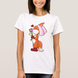 Fox Bride Flower Wedding T-Shirt