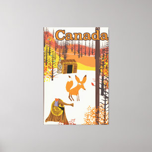 Fox Canada vintage style travel poster Canvas Print