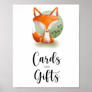 Fox - cards and gifts baby shower poster