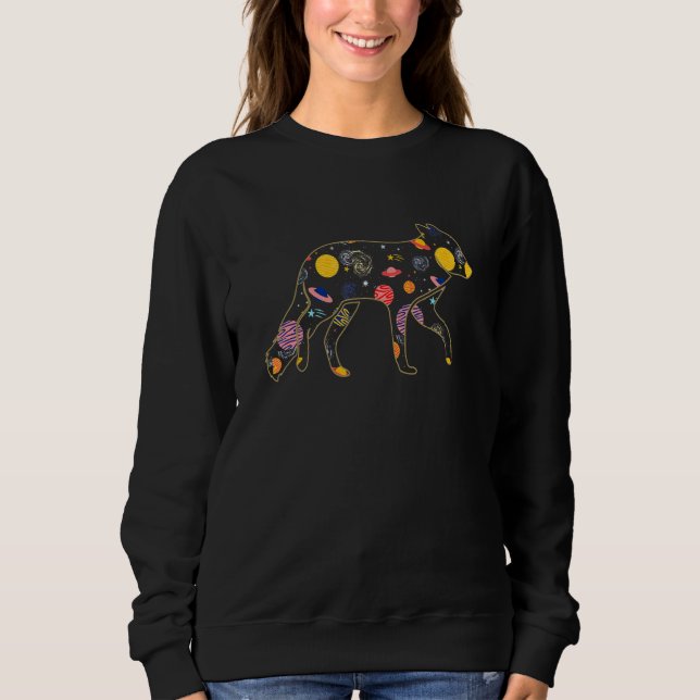 Fox  Celestial Animals Space Aesthetic Solar Plane Sweatshirt (Front)