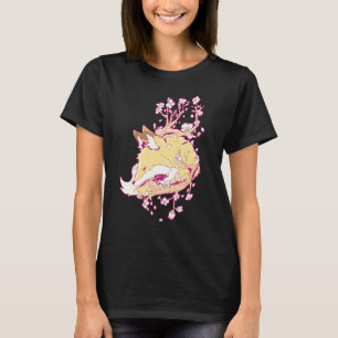 Fox Cherry Blossom Flower Japanese T-Shirt