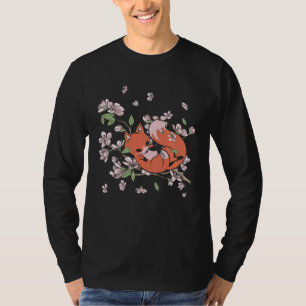 Fox Cherry Blossom Foxes Japanese Flower Sakura T-Shirt