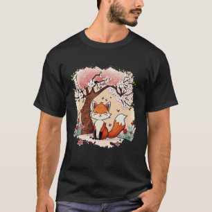 Fox Cherry Blossom Japanese Aesthetic Vaporwave T-Shirt