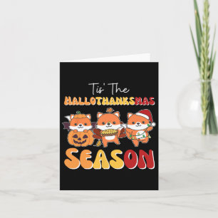 Fox Christmas Halloween Tis' The Hallothanksmas Se Card
