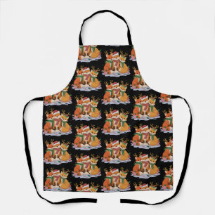 Fox Christmas Lights Santa Xmas Forest Animal Apron