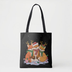 Fox Christmas Lights Santa Xmas Forest Animal Tote Bag