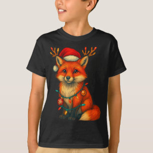 Fox Christmas Lights Xmas T-Shirt