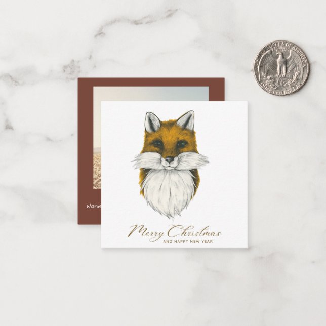 Fox Christmas Photo Card (Front/Back In Situ)