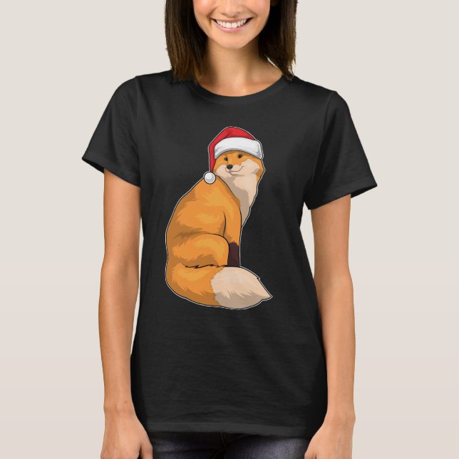 Fox Christmas Santa hat T-Shirt (Front)