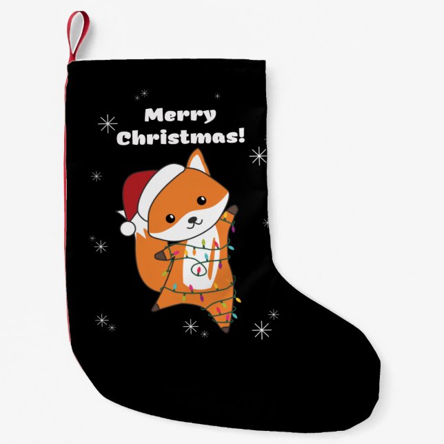Fox Christmas Snow Winter Animals Foxes Adult Clot Small Christmas Stocking (Front)