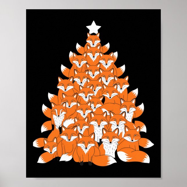 Fox Christmas Tree Fox Xmas Tree Funny Fox Christm Poster (Front)