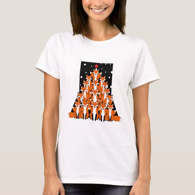 Fox Christmas Tree Fox Xmas Tree t-shirt  (Front)