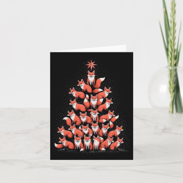 Fox Christmas Tree Fox Xmas Tree Women &amp; Boys  Card (Front)