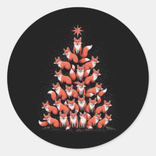Fox Christmas Tree Fox Xmas Tree Women &amp; Boys  Classic Round Sticker