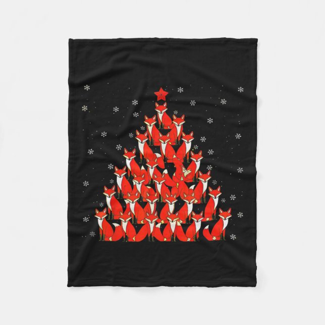 Fox Christmas Tree Fox Xmas Tree Women &amp; Boys  Fleece Blanket (Front)