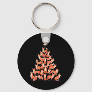 Fox Christmas Tree Fox Xmas Tree Women & Boys Key Ring