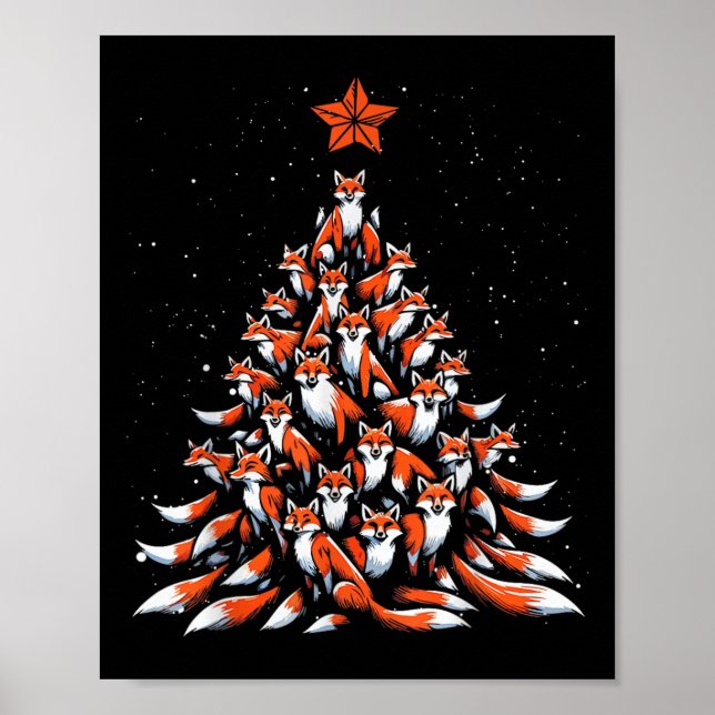 Fox Christmas Tree Fox Xmas Tree Women &amp; Boys  Poster (Front)