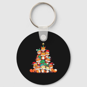 Fox Christmas Tree Xmas Girls Boys Funny Santa Key Ring