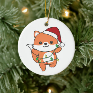 Fox Christmas Winter Animals Holiday Foxes Ceramic Tree Decoration