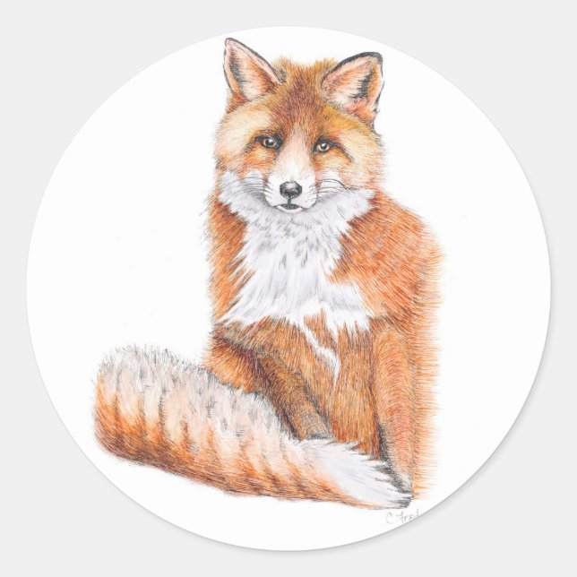 Fox Classic Round Sticker (Front)