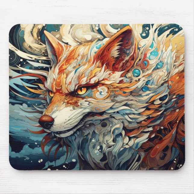 Fox Colourful Animal Enchanting Abstract  Mouse Pad (Front)