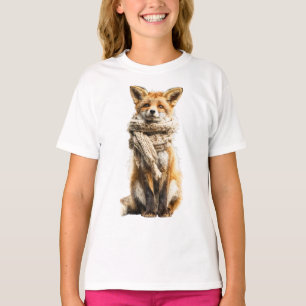 Fox Cosy Scarf Sitting Kids T-Shirt
