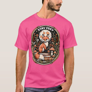 Fox Cottagecore Books Floral Cute Aesthetic Fox T-Shirt