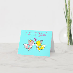 Fox Couple Kissing Wedding Thank You Card