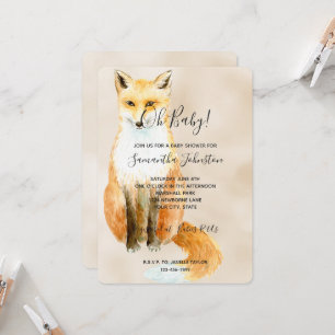 Fox Cream Baby Shower Invitation