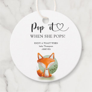 Fox cub - Pop it when she pops baby shower Favour Tags