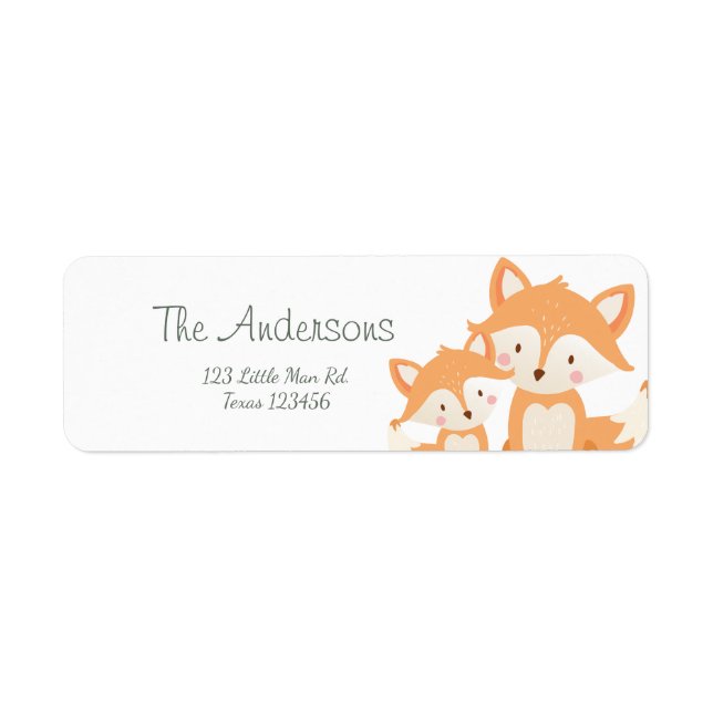 Fox cub Return Address Labels Cute Baby shower (Front)