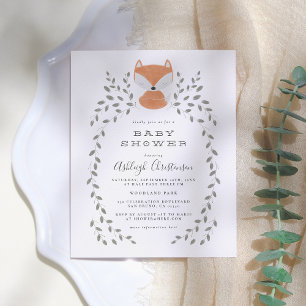 Fox Cub Rustic Woodland Baby Shower Invitation Postcard