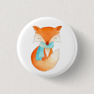 Fox cub wrapped up for winter button pin