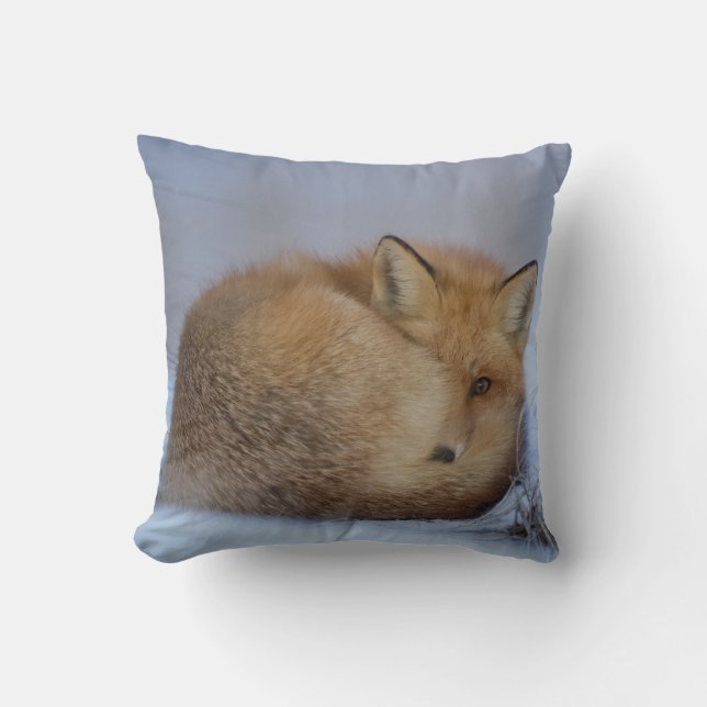 Fox cushion, fox throw pillow, winter wildlife cushion (Front)