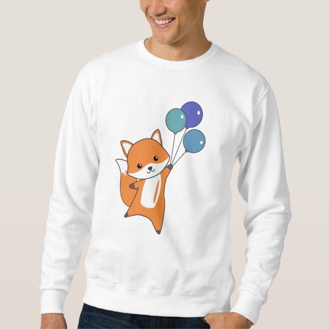 Fox Cute Animals Flies Balloons Children Sweatshirt (Front)