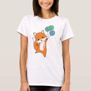 Fox Cute Animals Flies Balloons Children T-Shirt