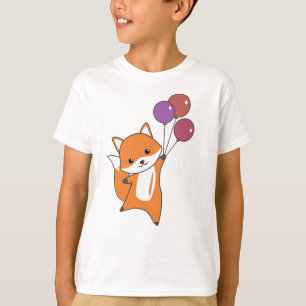 Fox Cute Animals Flies Balloons Children T-Shirt