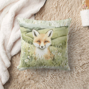 Fox Daisy Flowers Cushion