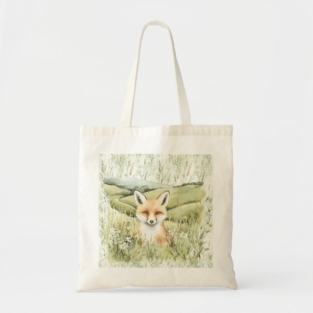 Fox Daisy Flowers Tote Bag (Front)
