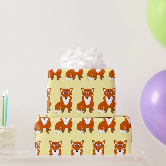 Fox Design Any Background Colour Wrapping Paper (Party Gifts)