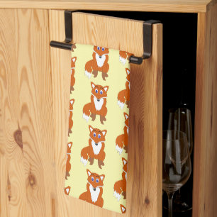Fox Design Any Colour Background Tea Towel