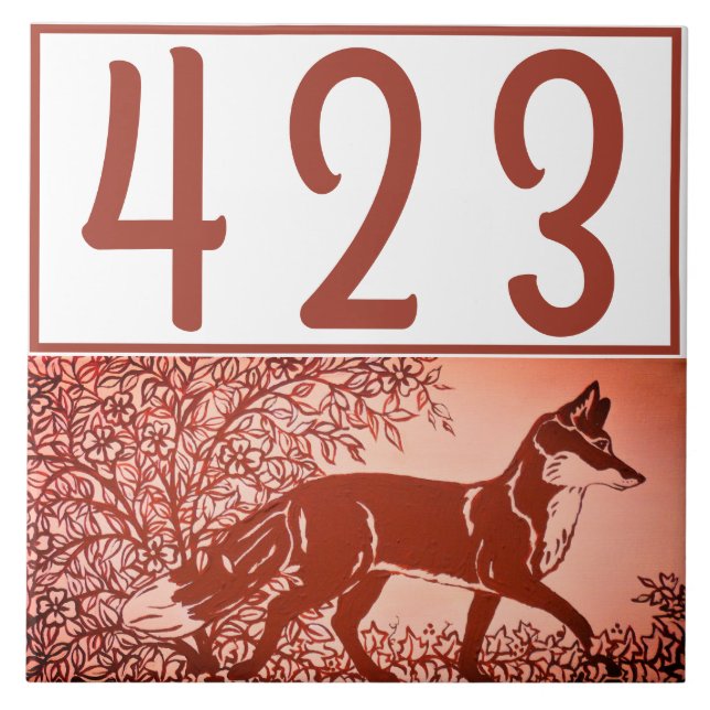 Fox Design Woodland Copper Tone House Number Tile (Front)