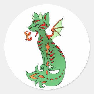 Fox Dragon Classic Round Sticker