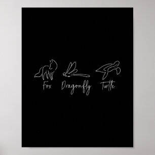 Fox Dragonfly Turtle Trump Meme Minimalist  Poster