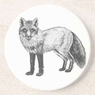 Fox drawing coaster
