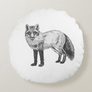 Fox drawing round cushion