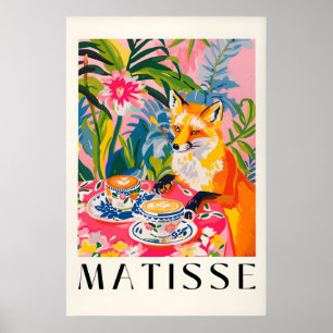 Fox Drinking Coffee Print Henri Matisse Inspired
